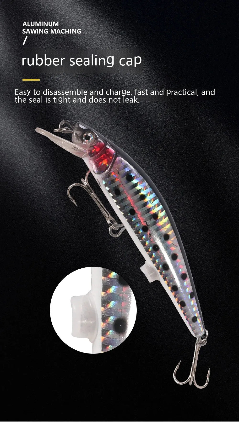 USB charging floating electric fishing bait lamp with colourful LED illumination for night fishing