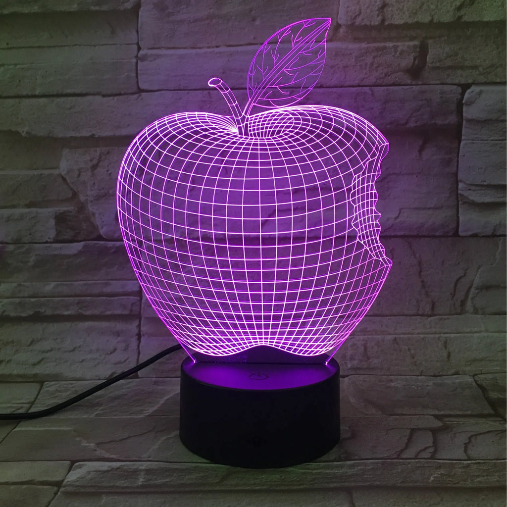 3D fruit-shaped night light with acrylic shade and touch control showing seven colour options