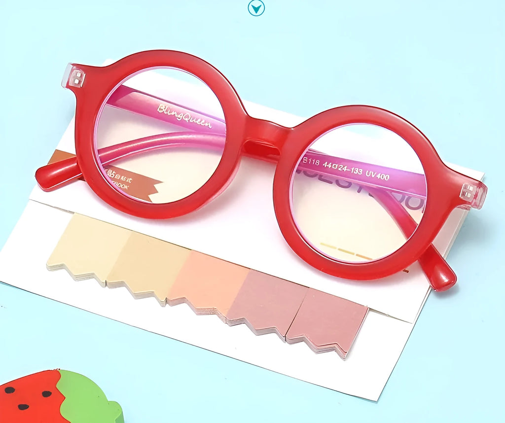 Retro round frame glasses in six colours with UV400 and anti-blue-light protection