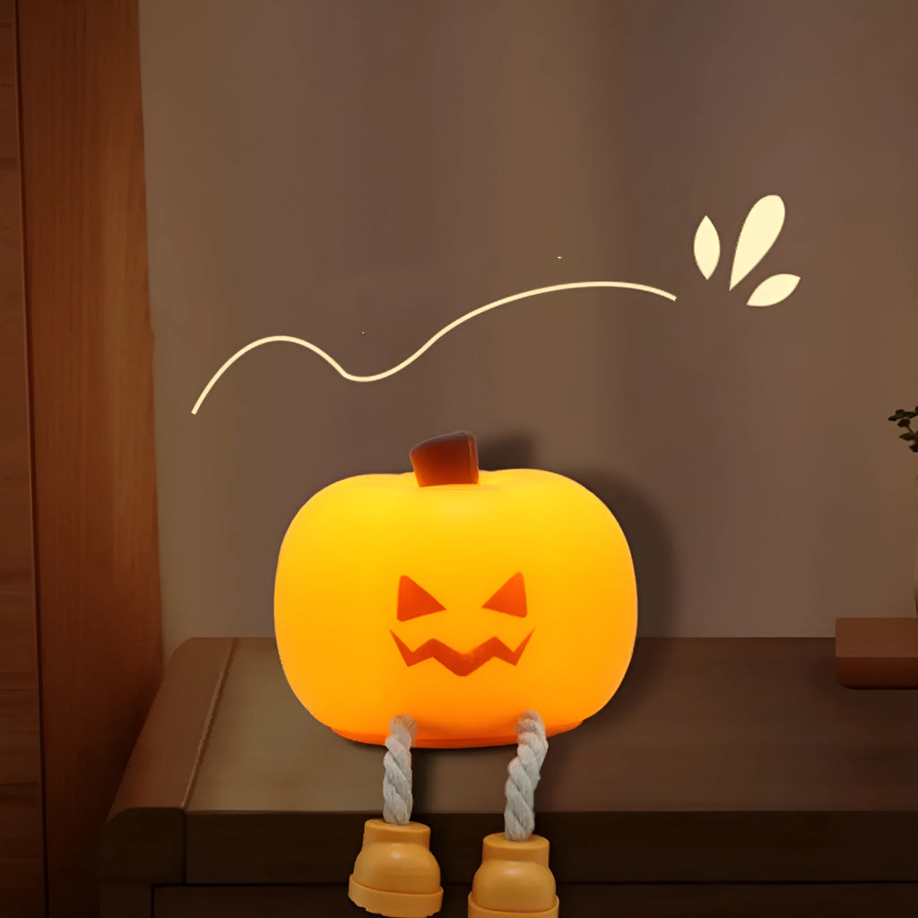 Geometric 3D Halloween pumpkin lamp with horror theme and cartoon styling
