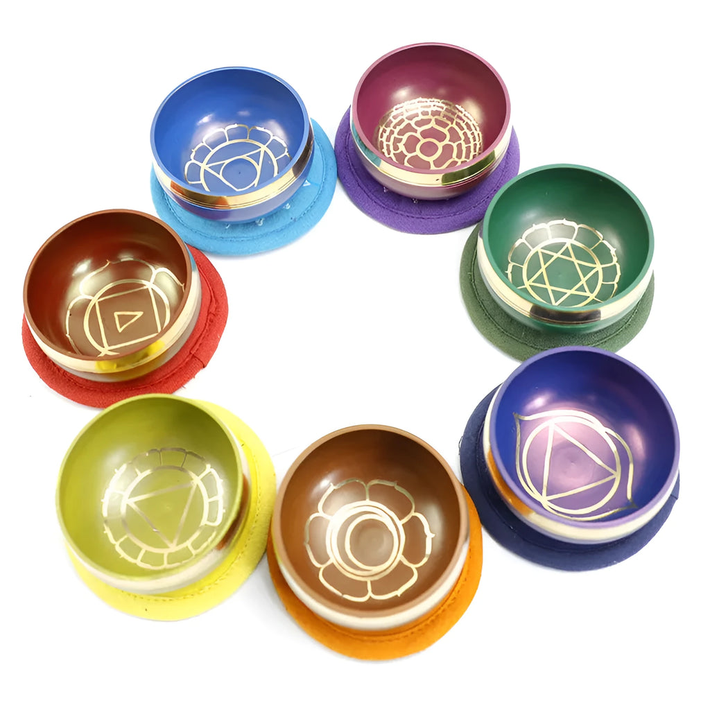 7.8cm hand-hammered Himalayan singing bowl in seven colour options for meditation and sound therapy