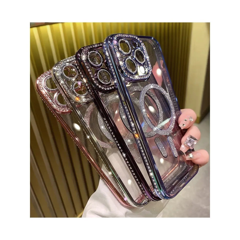 Wireless magnetic iPhone case in Deep Purple with soft silicone edges and electroplating finish