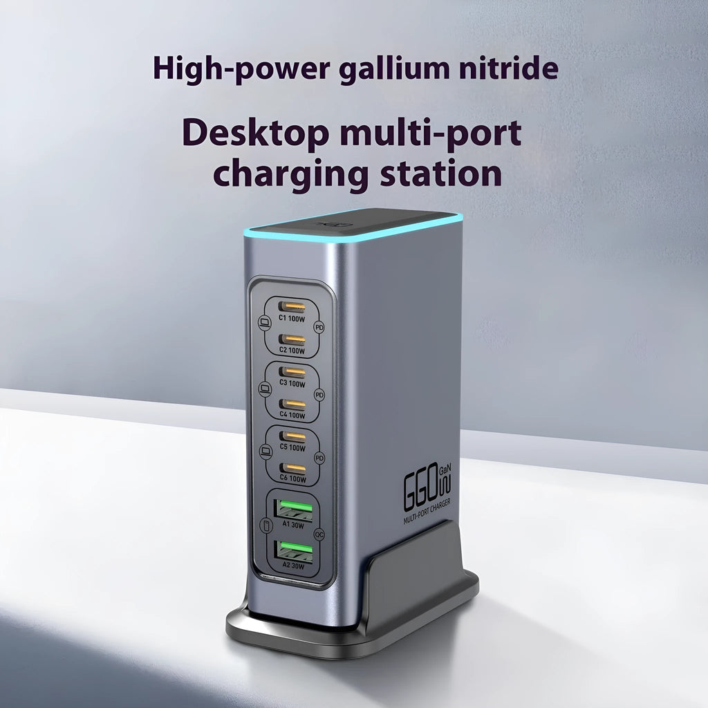 660W Gallium Nitride desktop fast charger with Type-C port on a desk