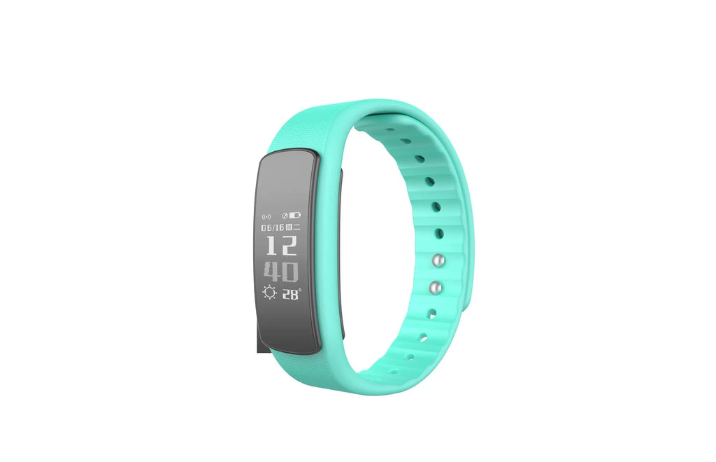 I6 smart sports bracelet with 0.96-inch screen showing health metrics on wrist