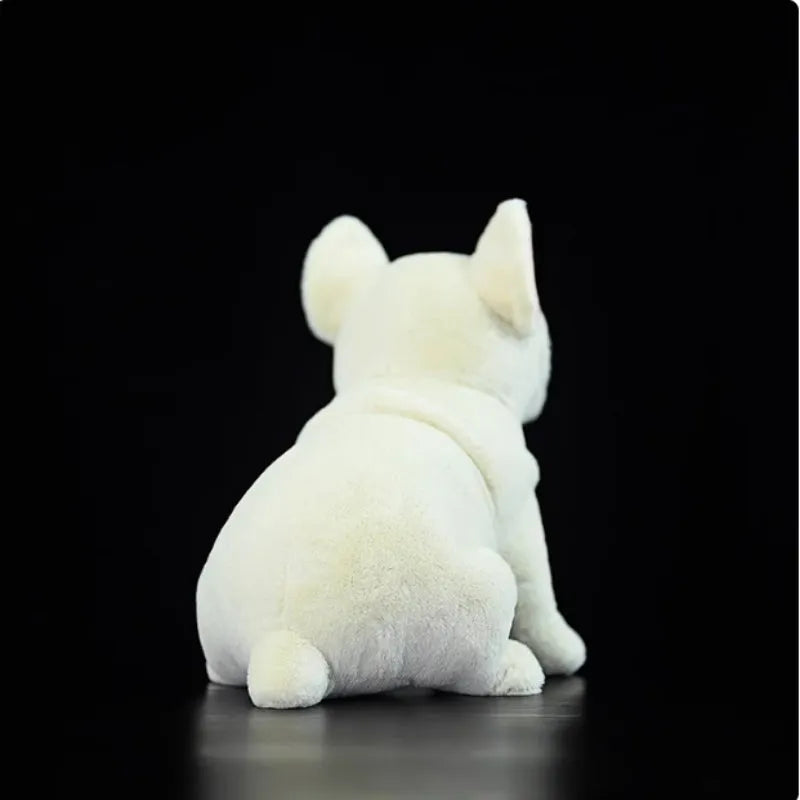 Cream French dog plush toy 23cm with plush fabric and PP cotton filling, unisex stuffed animal doll