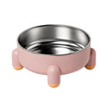 Green stainless steel non-slip pet bowl with anti-overturn high foot design for dogs and cats.