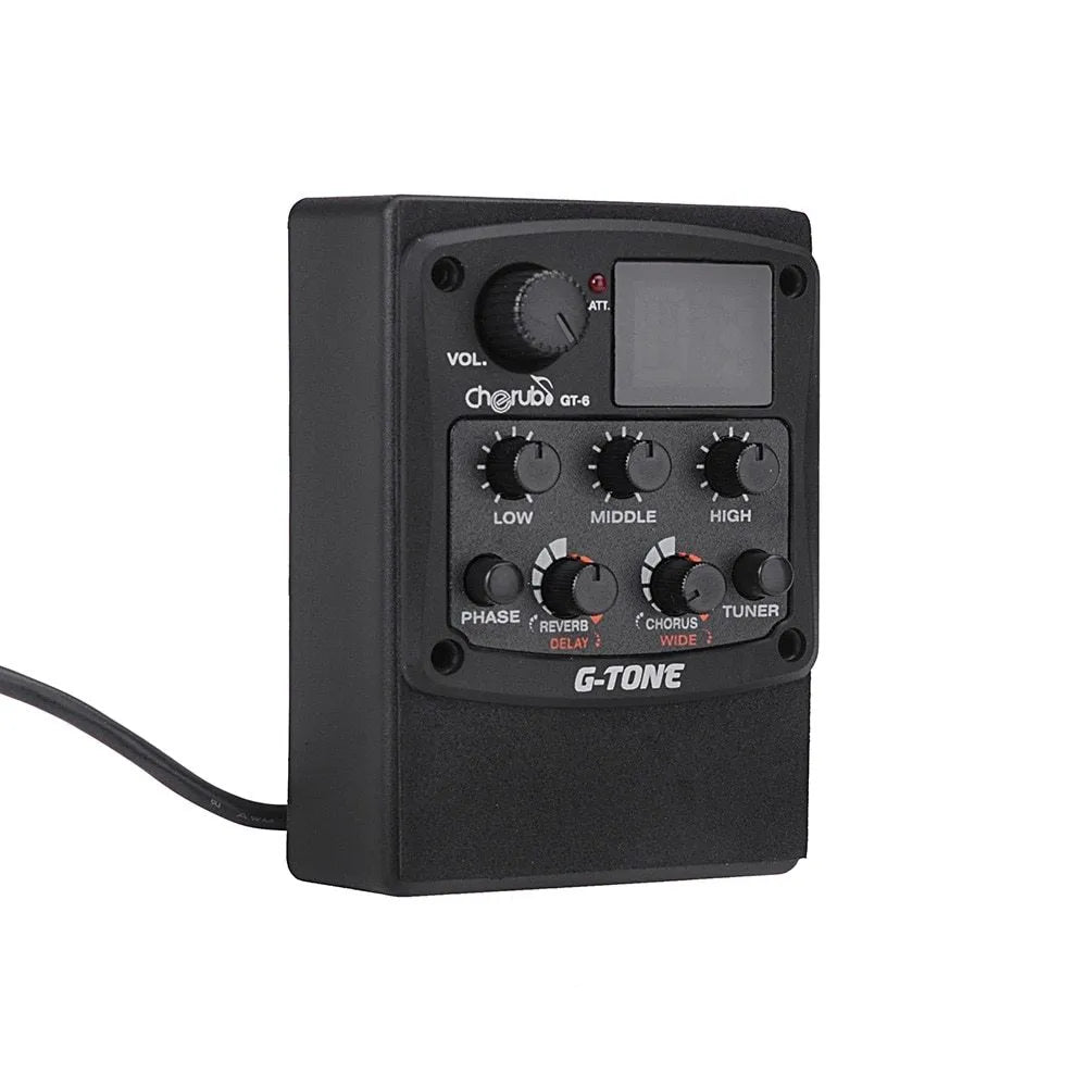 Cherub GT-6 black acoustic guitar EQ equalizer and pickup unit for soundhole mounting