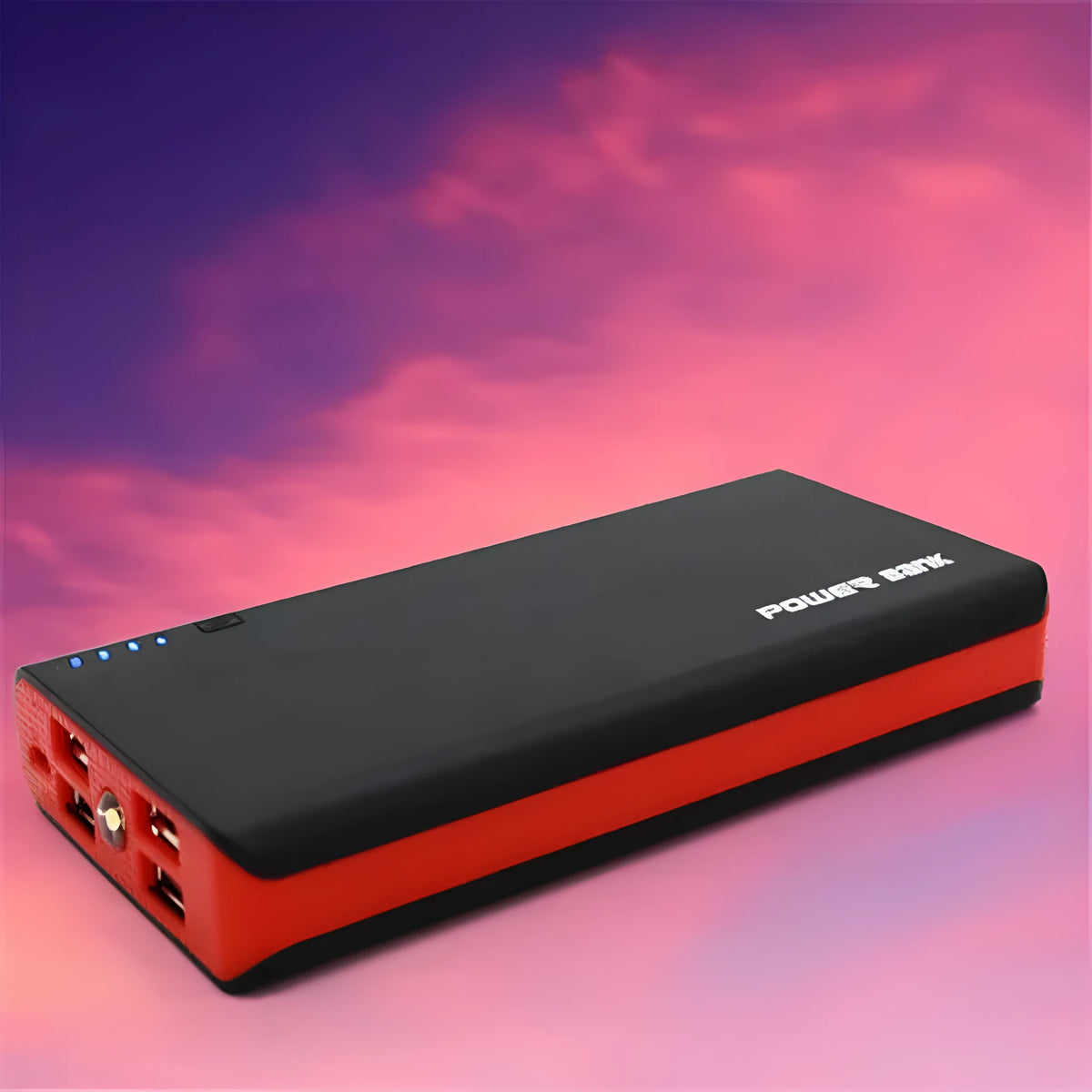 20000mAh fast charging power bank in five colours: red, blue, green, yellow, black