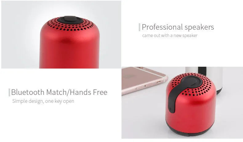 Hieha XQ11 mini cylindrical Bluetooth speaker in metal case, shown in multiple colours.