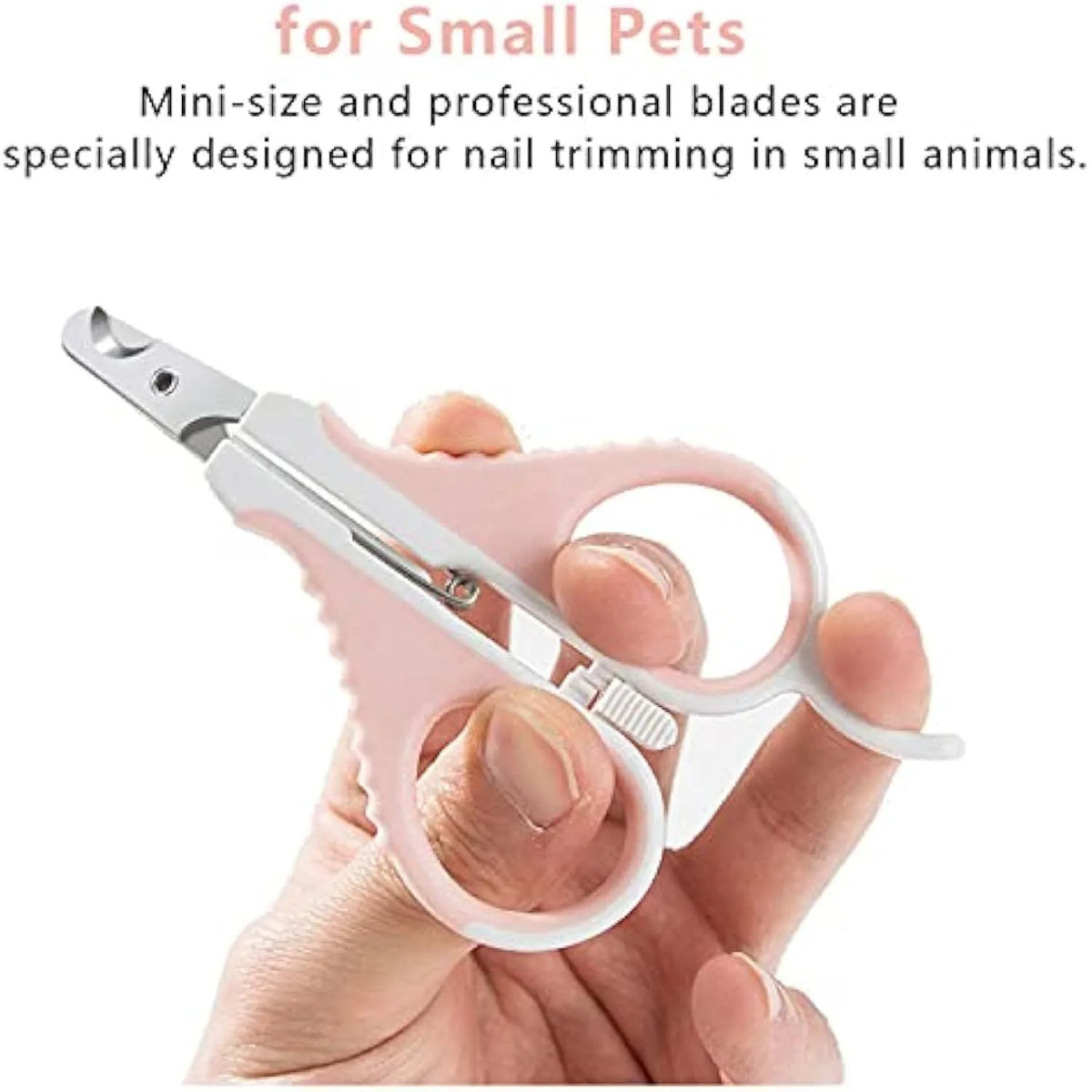 Grey and pink cat nail clippers with safety guard and angled stainless steel blade for pet grooming