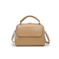 Women's genuine leather crossbody tote bag in cross square shape with dual shoulder straps
