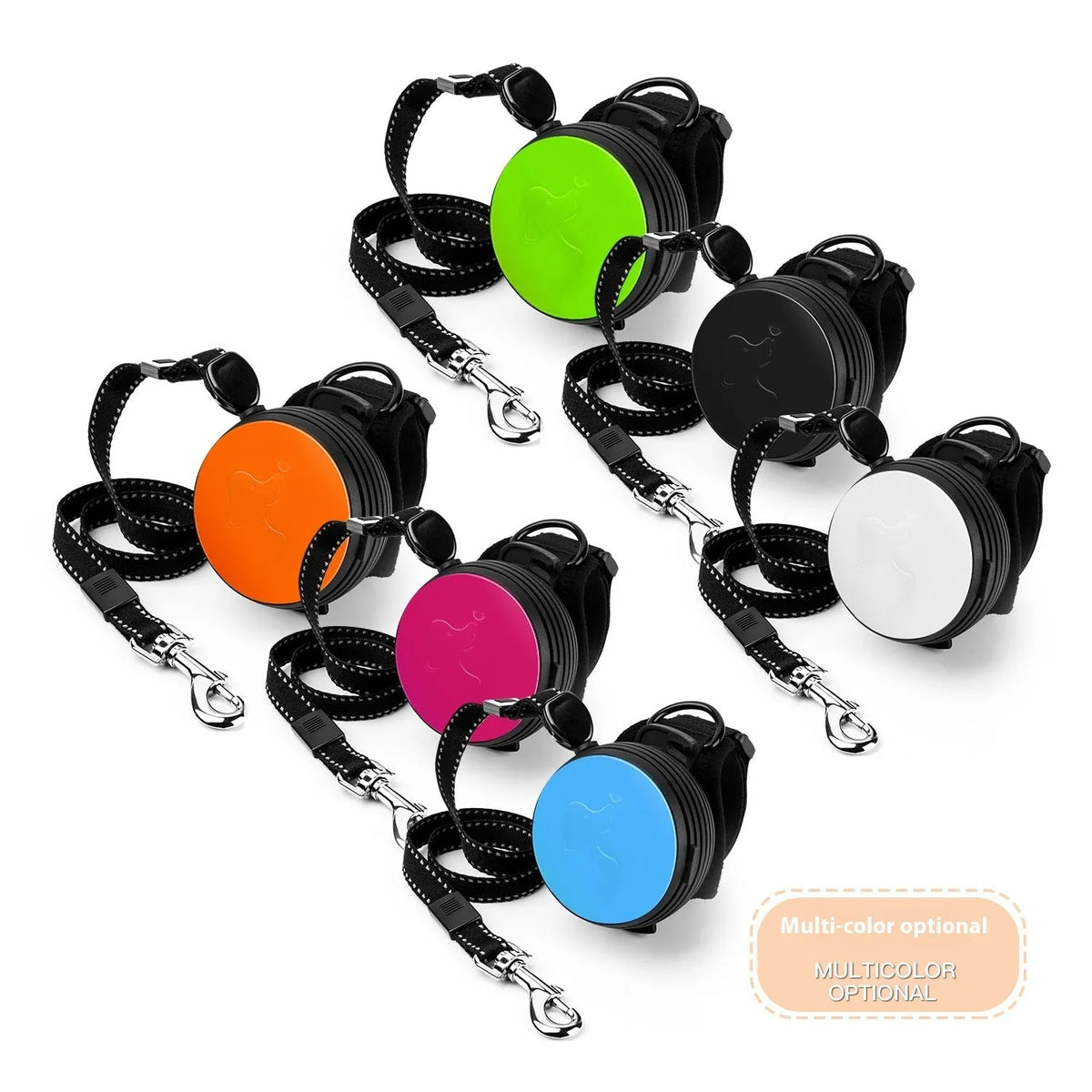 Automatic retractable dog lead with holding hands grip shown in vibrant orange colour, extended to 3 metres.