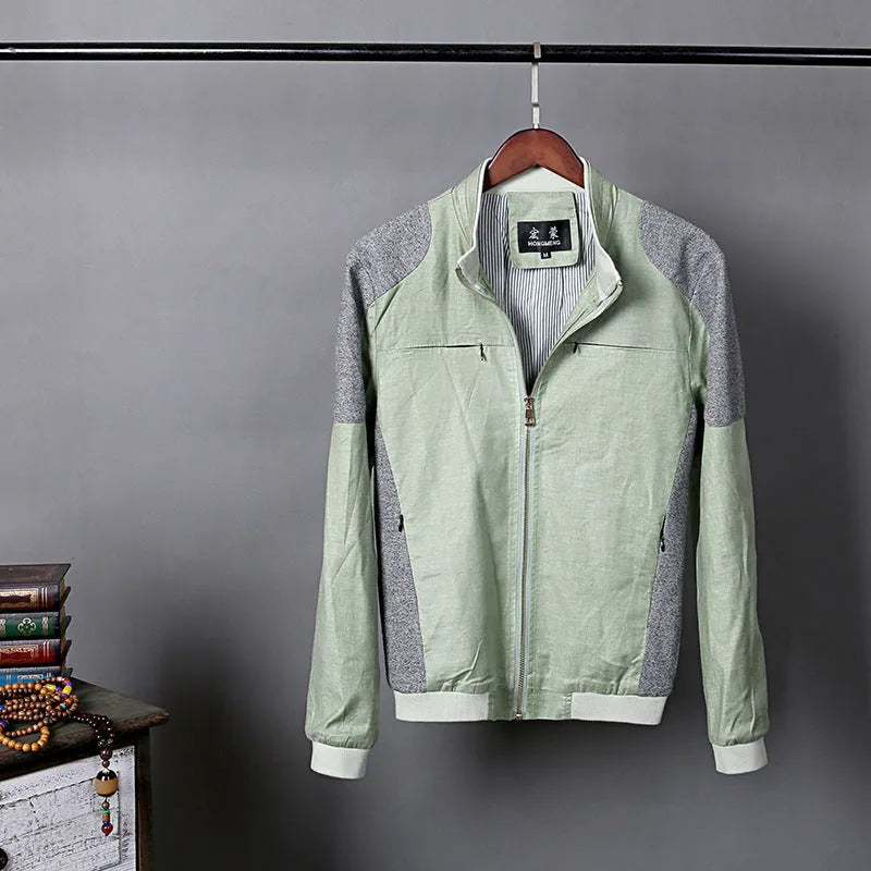 Men's lightweight linen jacket in heather grey, loose fit, casual style