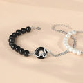 925 sterling silver bracelet with safe buckle, snake design, and obsidian pearl for men and women.