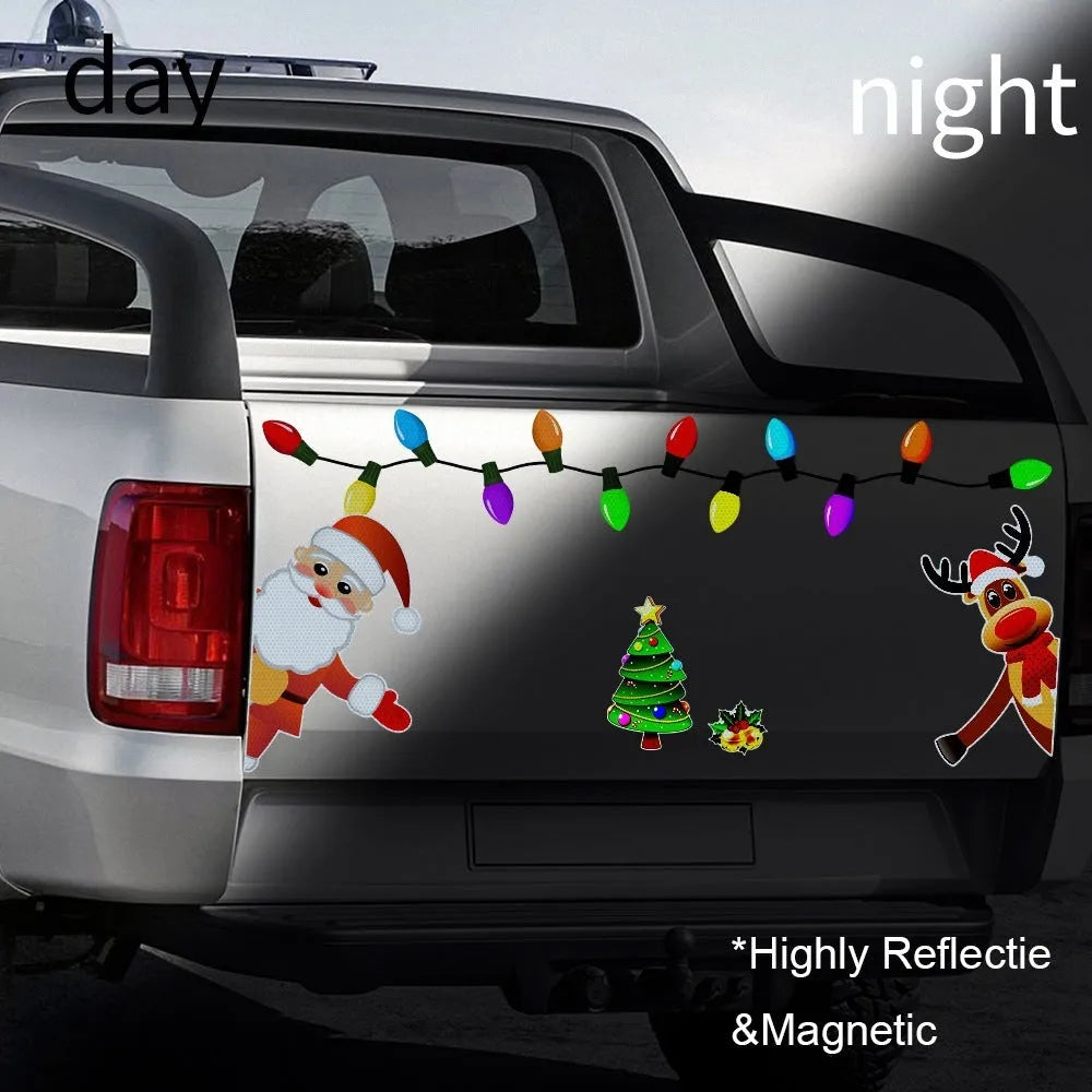Christmas elk reflective magnetic car decoration sticker with cartoon design in RFM025 colour pattern