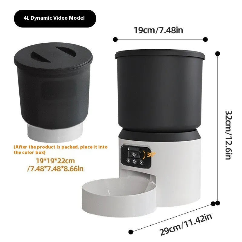 4L smart pet feeder with stainless steel bowl and control panel