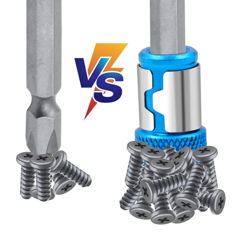 Light blue high carbon steel slotted screwdriver bit with a blue magnetic ring.