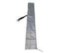 Black waterproof Oxford cloth cover for an offset banana-shaped garden parasol.