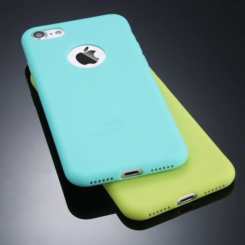 Soft silicone TPU iPhone case in candy colours showing plain back design