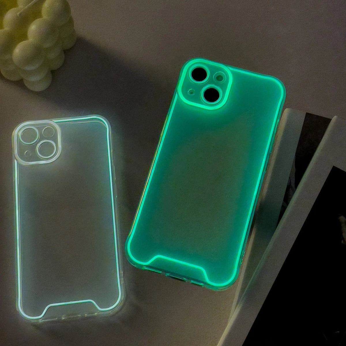 Glow-in-the-dark soft TPU phone case for Apple iPhone in green, orange, blue, yellow or pink