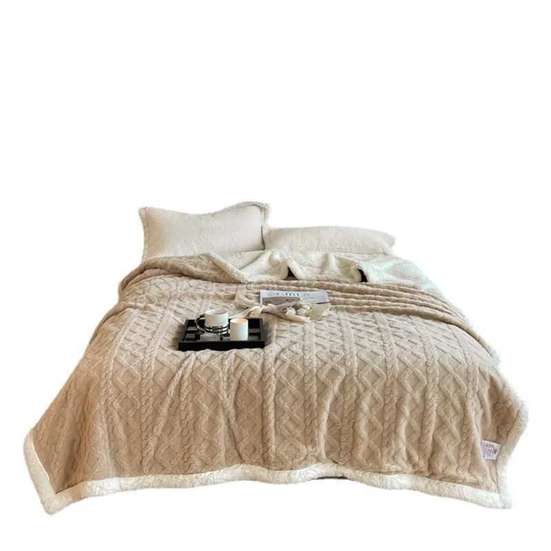 180x200cm winter thermal flannel blanket in tea green colour showing modern simple design