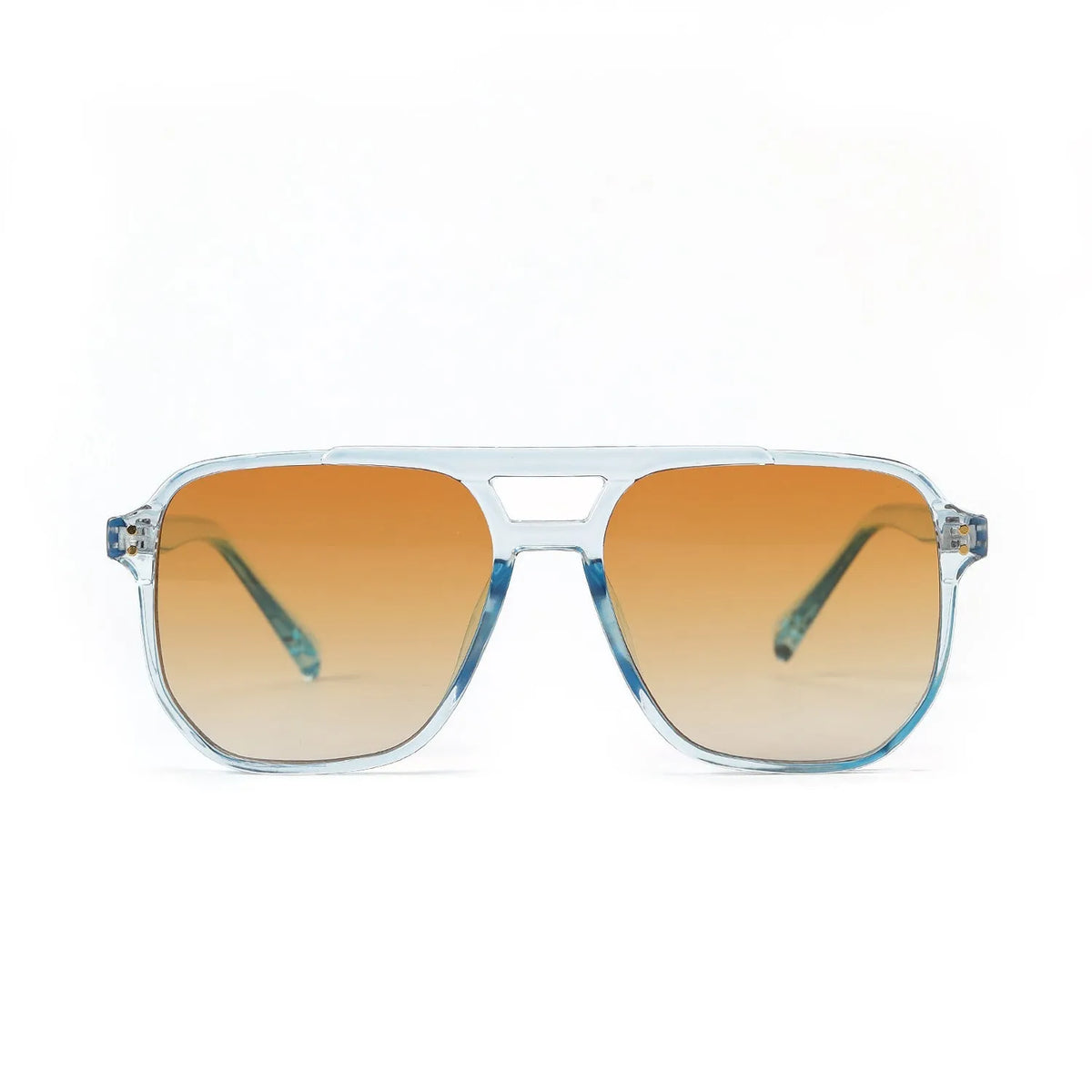Square double beam fashion sunglasses for women in black framed pink lens colourway showing full-frame construction