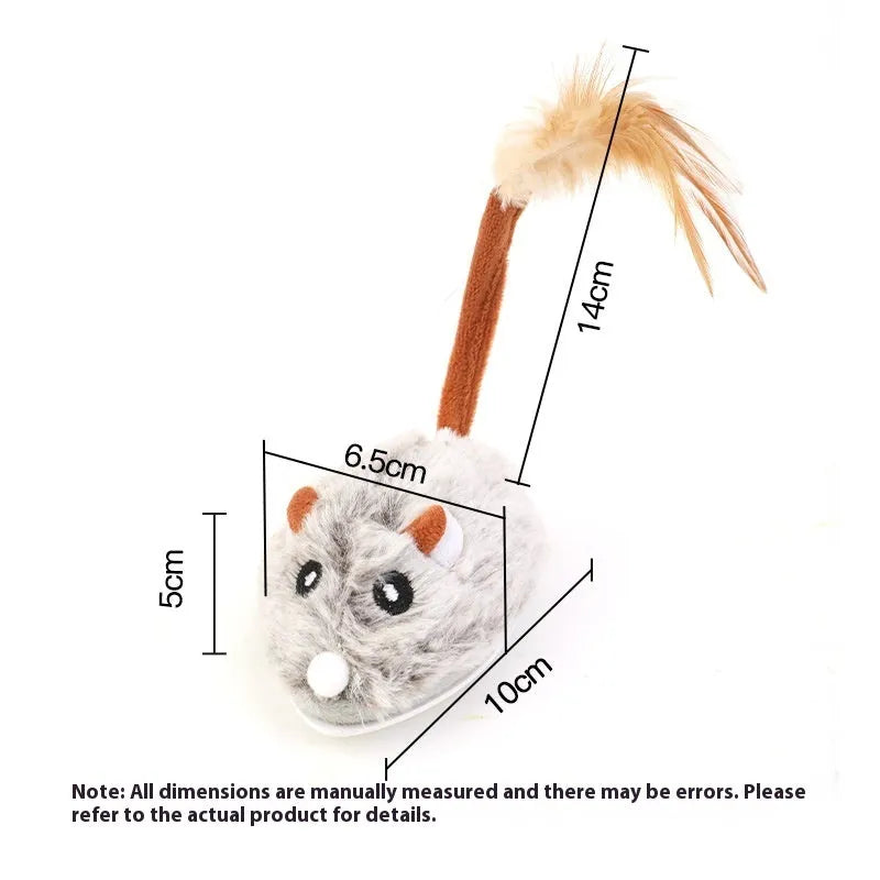 Interactive electric mouse cat pole toy in plush material with Type C charging port