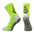 Men's mid-calf athletic socks with geometric patterns in various colours including black and fluorescent options