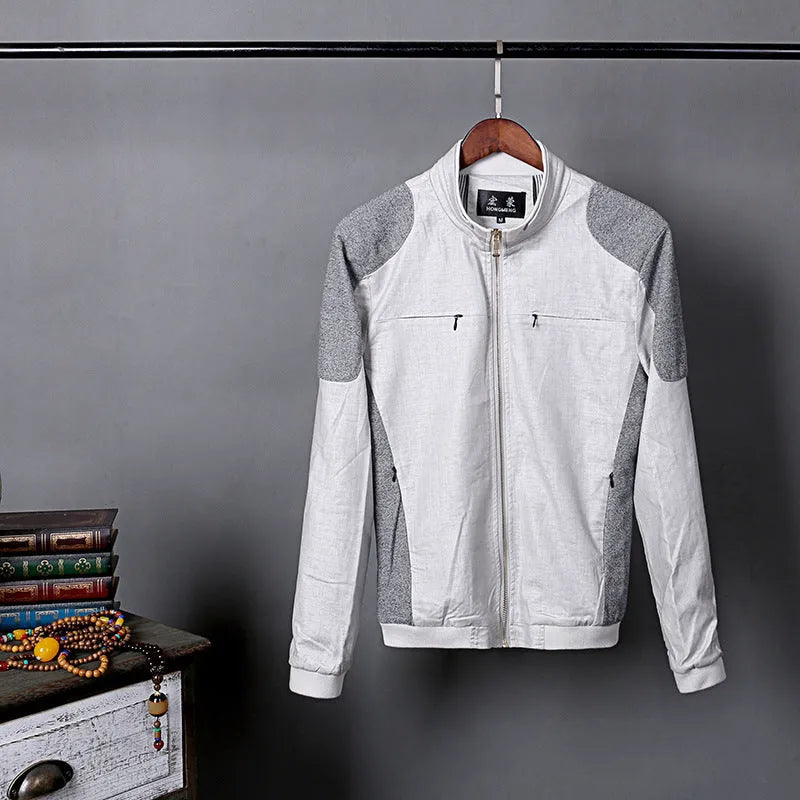 Men's lightweight linen jacket in heather grey, loose fit, casual style