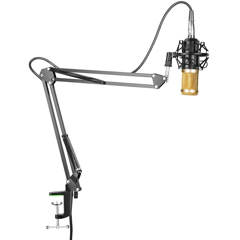 BM-800 condenser microphone stand set with electroplated mesh head in various colours.