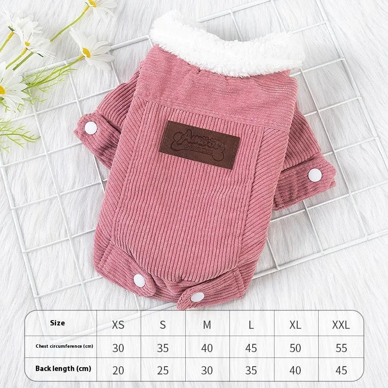 Lambswool fleece lined padded vest for dogs and cats in autumn winter pet clothing