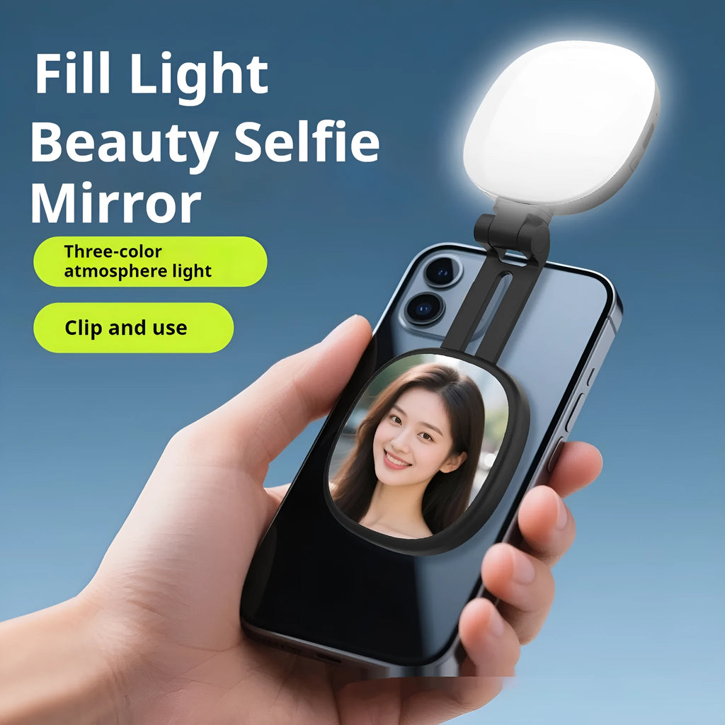 Black and white mobile phone magnetic selfie fill light with adjustable settings