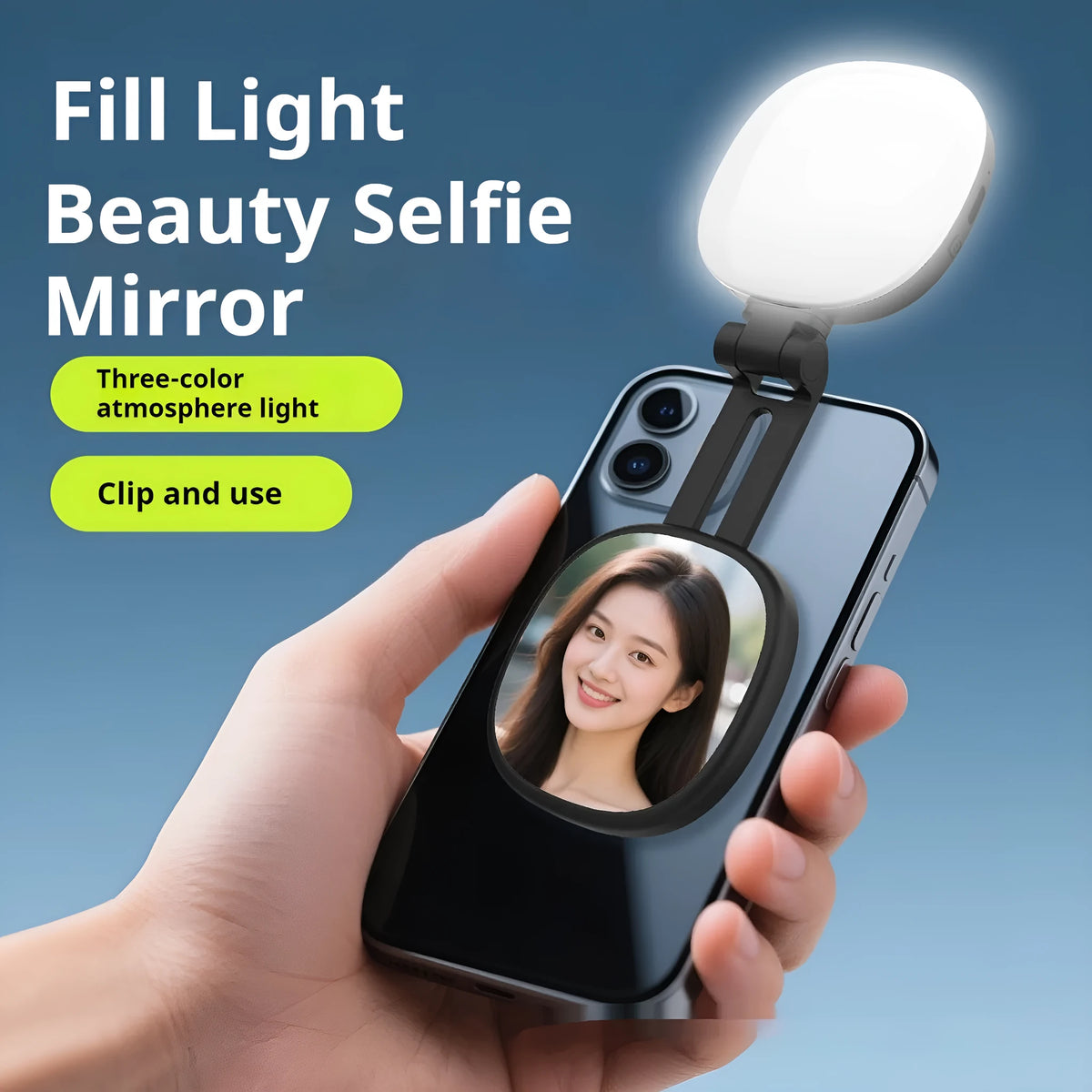 Black and white mobile phone magnetic selfie fill light with adjustable settings
