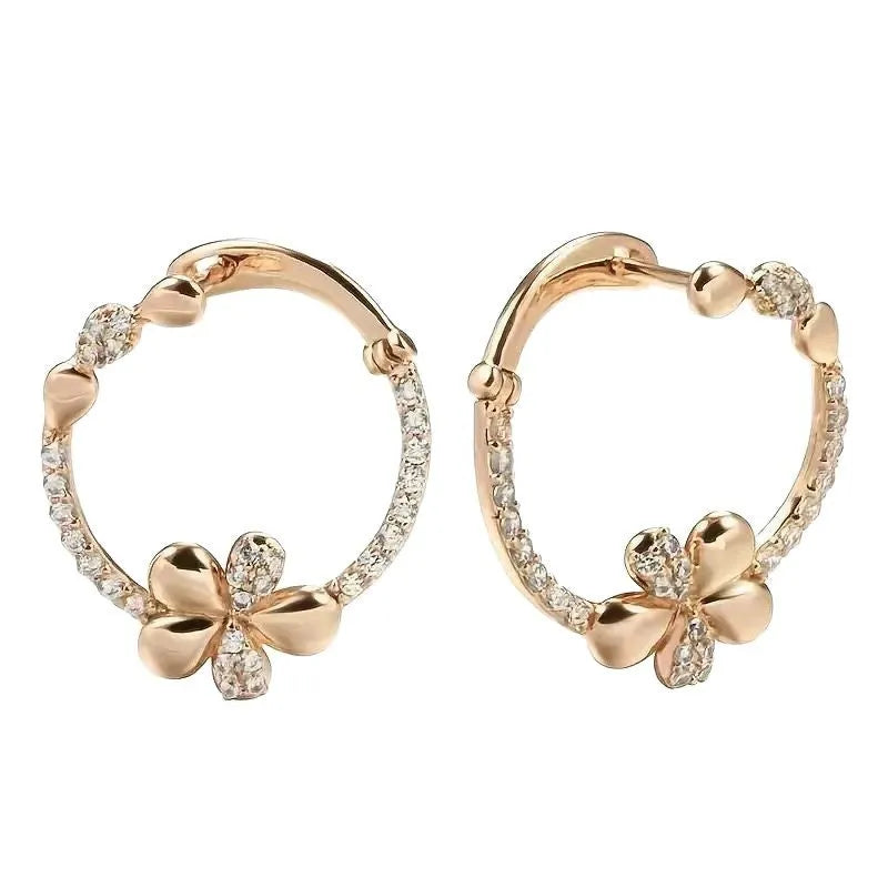 Women's geometric copper ring earrings with electroplated finish in circular design