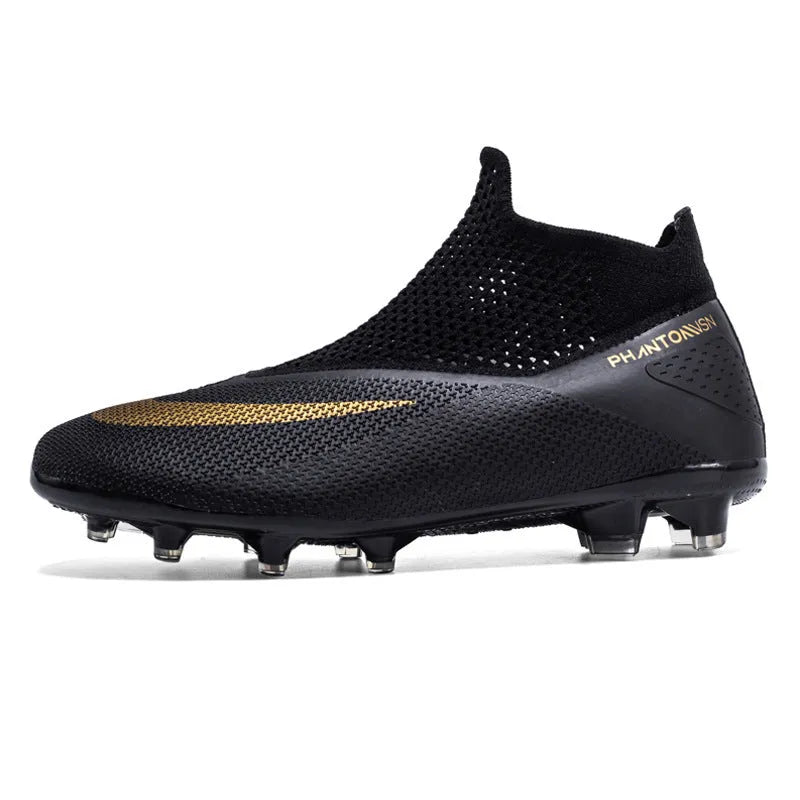 High top football shoes with flying sock fit, non-slip rubber outsole and lace-up front, adult unisex, sizes 36-45
