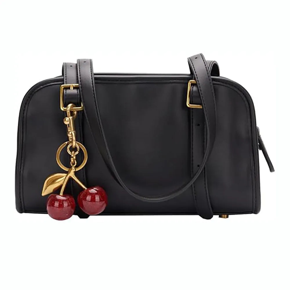 Zinc alloy cherry key ring with three-dimensional design in red or pink for car keys and bag decoration