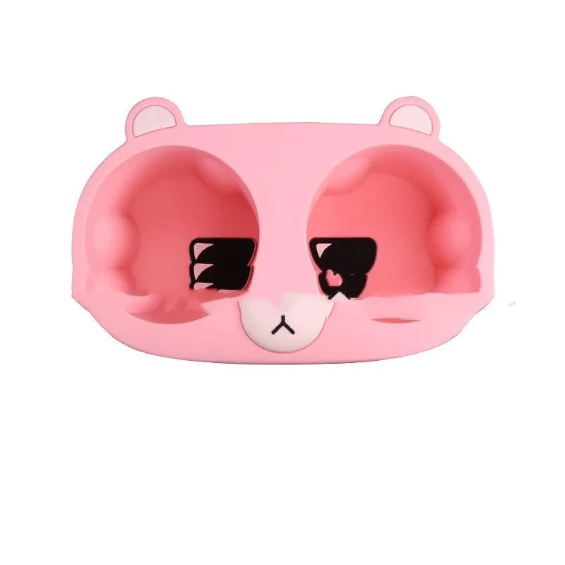 Silicone car cup holder limiter for central console compartments in grey colour with cartoon pattern