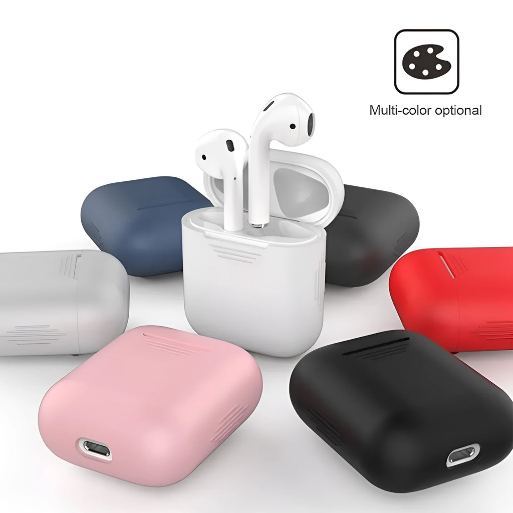 Apple AirPods silicone protective case with detachable anti-lost rope in multiple colour options