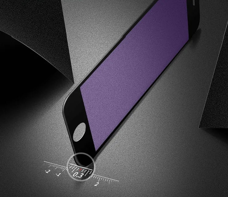 iPhone tempered glass screen protector with 3D carbon fibre soft edge in black and white colour options