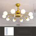 DC frequency conversion ceiling fan light with acrylic lampshade and metal blades in black or gold finish