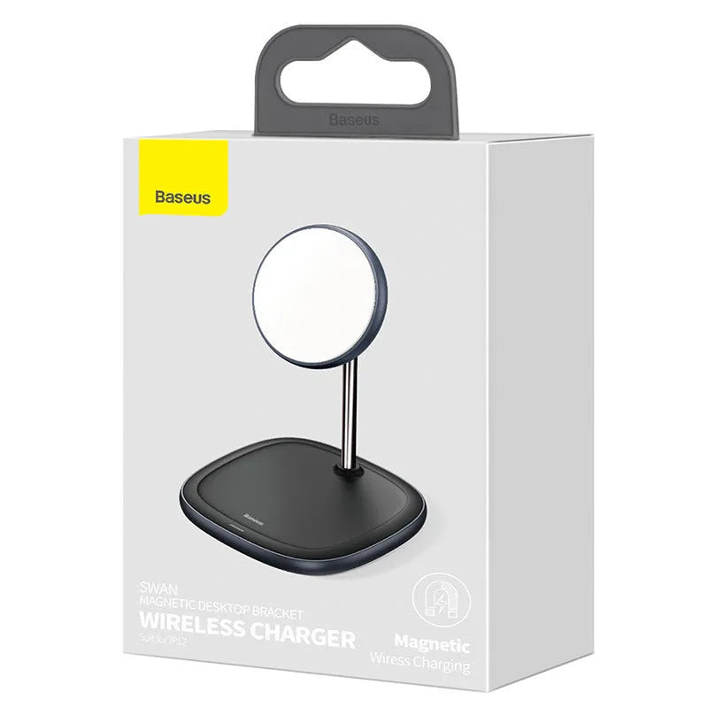 Swan magnetic desktop wireless charger for Apple iPhone 12 in black or white