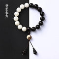 White corypha umbraculifera and blackwood eight-diagram bead bodhi seed bracelet