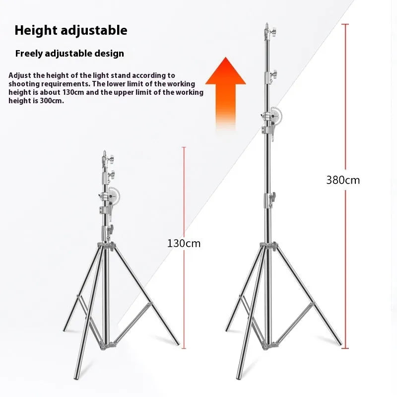 Stainless steel cross arm ceiling lamp rack with silver finish for studio lighting