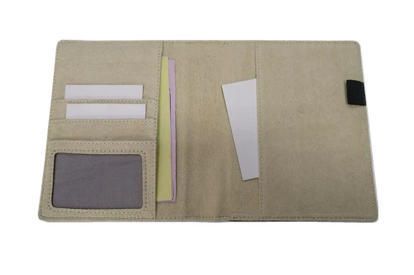 Blue imitation leather PU notebook cover shell for A5 journals, shown with dimensions 18.5cm by 15.5cm.