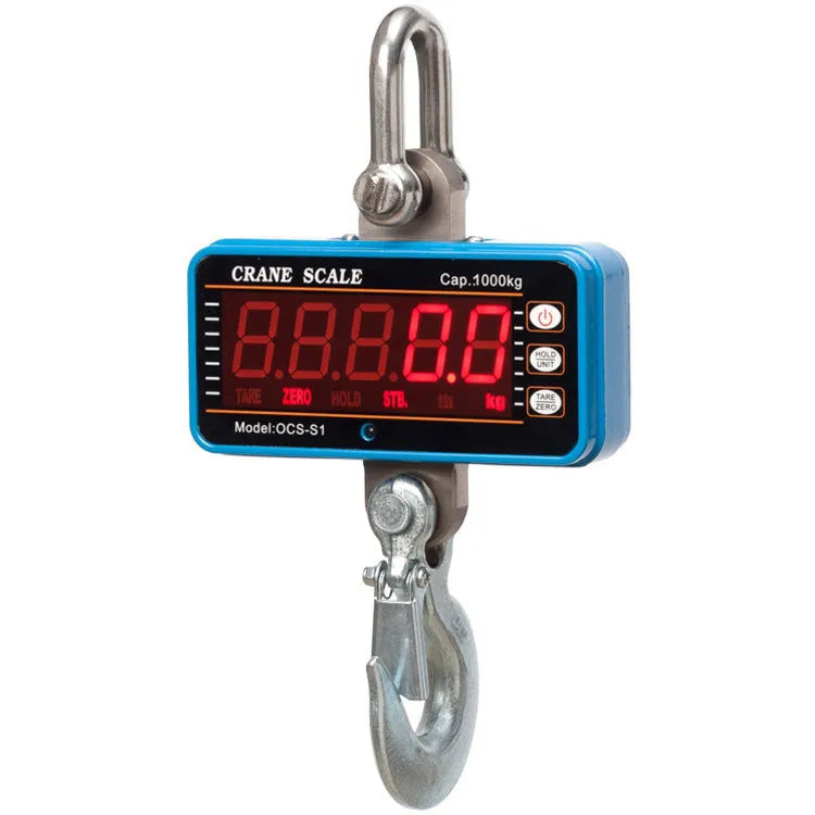 Orange electronic crane scale with digital display for 500kg capacity weighing in logistics and warehousing