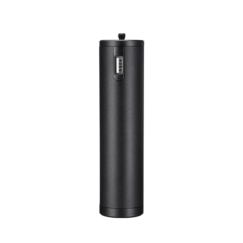 Black aluminium alloy portable power bank with handle showing 6800mAh capacity