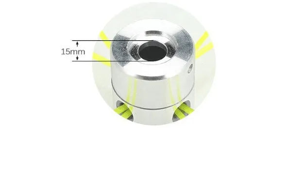 Silver aluminium lawn mower grass head replacement kit with four light yellow square strings and wrench