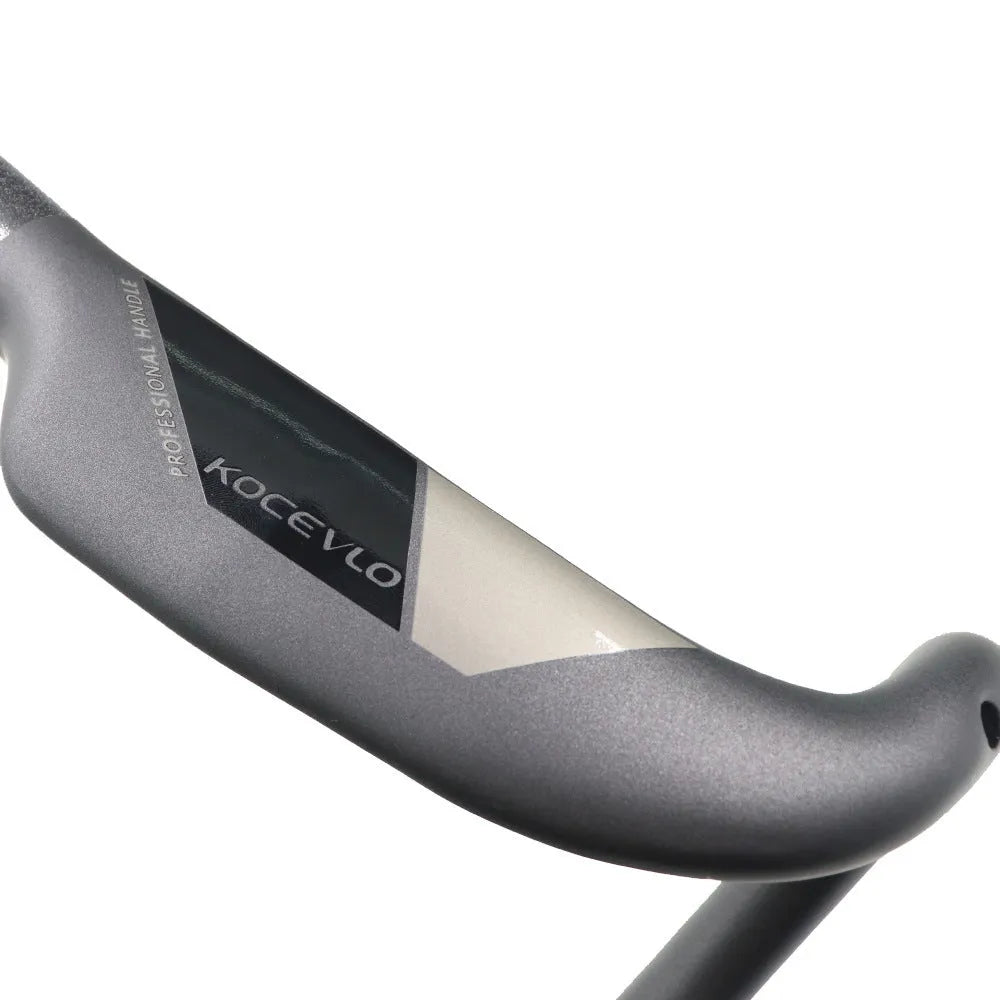Wei Bike matt carbon fibre road bicycle handlebar showing bent shape