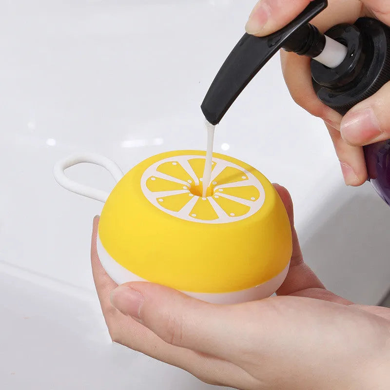 Soft silicone pet bath brush with massage head for dog and cat grooming during washing