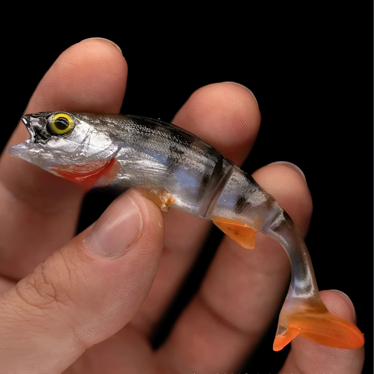 Catfish tail scissors soft plastic fishing lure with realistic fish colour pattern